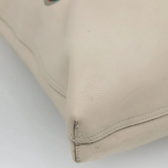 GUCCI Web Sherry Line Tote Bag Leather Ivory 572768 Auth mr1460 - Picture 10 of 16